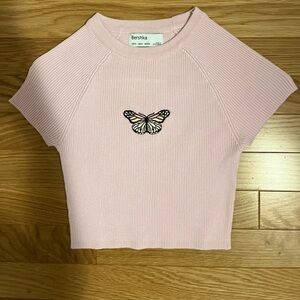 Pink/ purple baby tee with butterfly